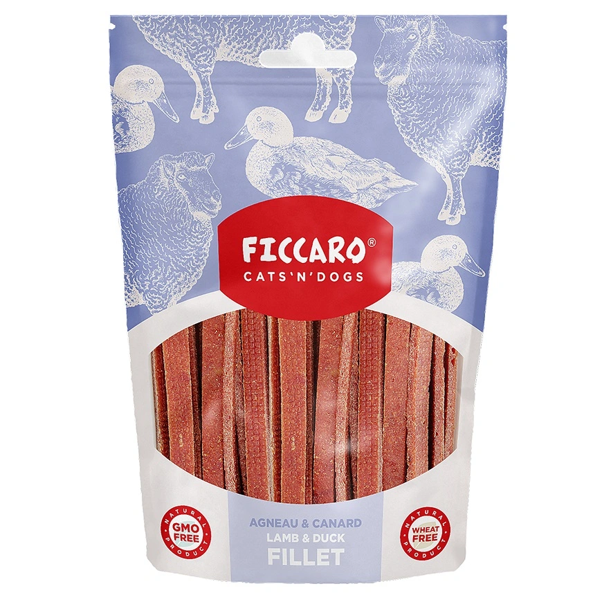 FICCARO Hundesnack Lam & And Fillet - lam og and i fileter 100 g